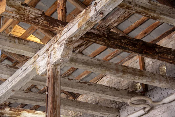 Wooden support structure close-up