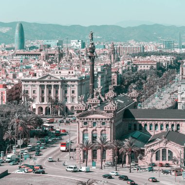 Barselona şehrinin panoramik manzaralı