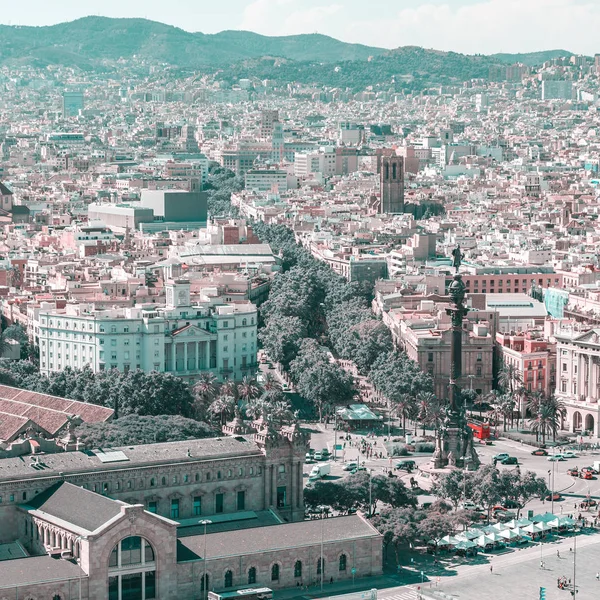 La Rambla in Barcelona, Spanje. Luchtfoto — Stockfoto