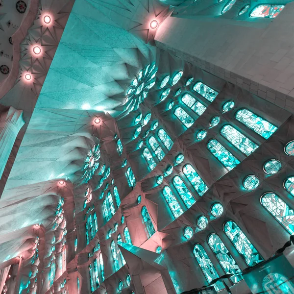 Binnenaanzicht van Sagrada Familia, Barcelona, Spanje Spanje — Stockfoto