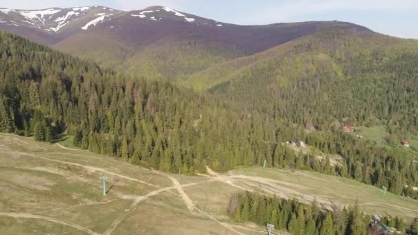 Volando Sobre Hermosa Montaña Los Cárpatos Ucrania Bosque Coníferas Con — Vídeo de stock