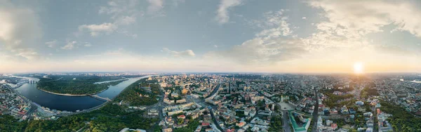 A big 360 degrees panorama in high resolution of the center of Kiev city at sunset. — Stock Photo, Image