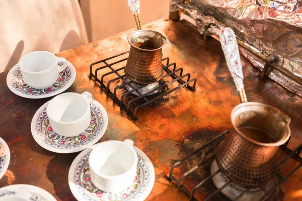 The process of making Turkish coffee — Stock Photo, Image