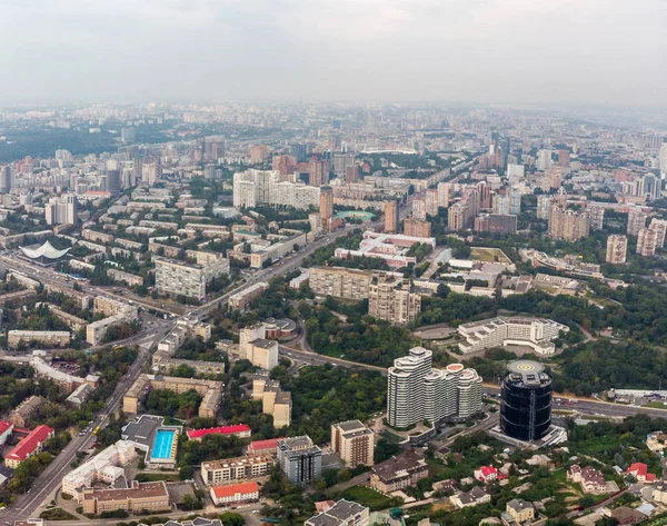 Aerial view Panorama of Kiev city above the National Botanical Garden