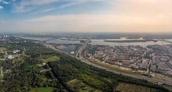 Panorama of Kiev under National Botanical Garden. Aerial view