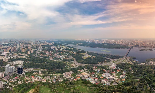 Panorama of Kiev under National Botanical Garden. Aerial view