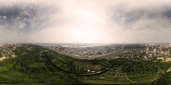 Panorama över 360 grader av National Botanical Garden i Kiev. Flygfoto — Stockfoto