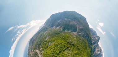 Yarısı küresel Panorama, 180 derece deniz ve dağlar near Kemer, Turkey