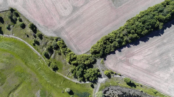 Luftaufnahme des gepflügten Feldes — Stockfoto