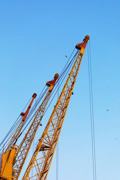 Cargo port cranes on a background of blue sky — Stock Photo, Image
