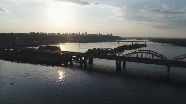 Kiev bridge aerial view — Stock Video