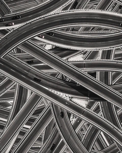 El patrón de las muchas carreteras con coches —  Fotos de Stock