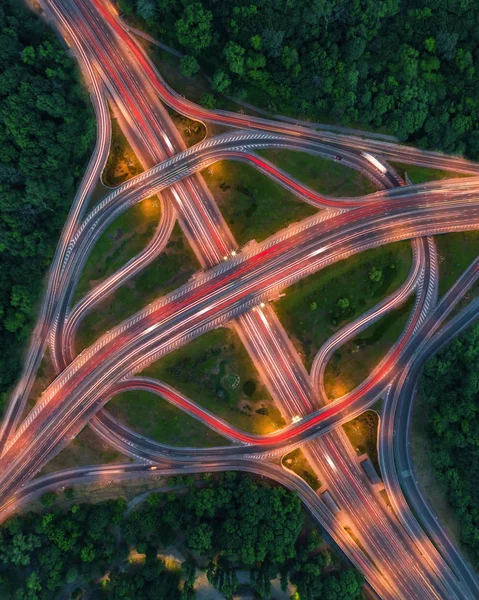 Kiev şehir, Ukrayna karayolu üst görünüm şehir trafiği — Stok fotoğraf