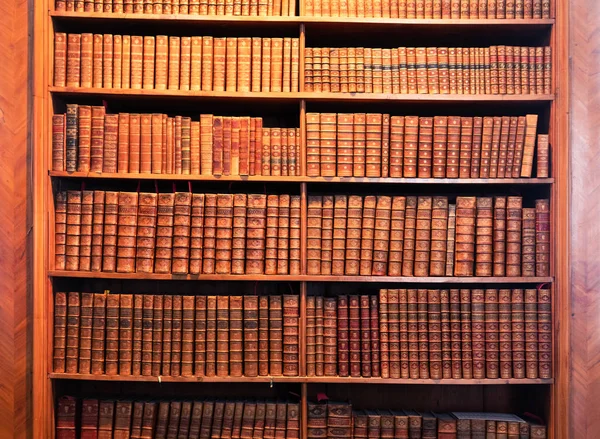 Kitaplık raflarında eski kitaplar