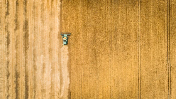 フィールドと来なくなった小麦の収穫。ウクライナ。航空写真ビュー. — ストック写真