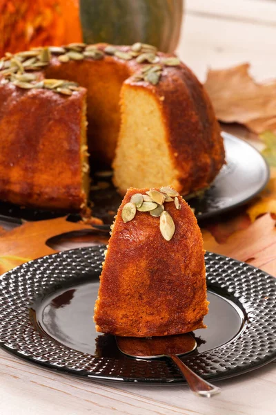 Pound Pumpkin cake Poured With Orange Syrup