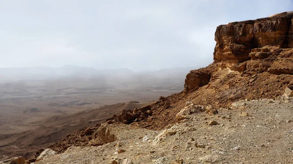 Makhtesh Ramon Est Une Caractéristique Géologique Désert Néguev Israël — Photo