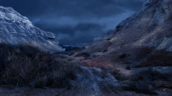 Nuit bleue dans le désert de Judée — Photo