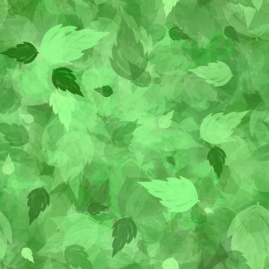 Kusursuz desen ve taze yeşil yapraklı arka plan..