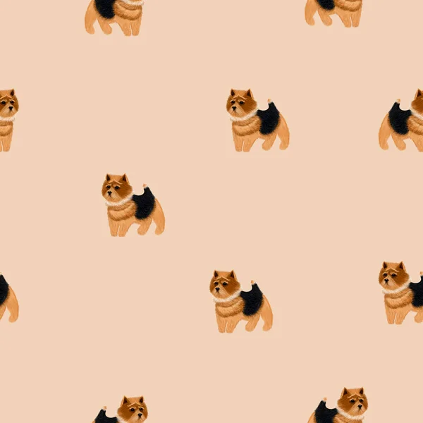 Fondo Beige Sin Costuras Con Perro Lindo Diseño Para Niños —  Fotos de Stock