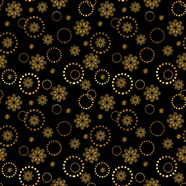 Bezešvé Zlatý Vzor Černém Pozadí Kruhy Tečky Vzory Zlatým Efektem — Stock fotografie