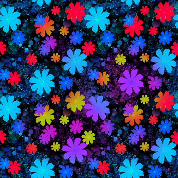 Bright Seamless Background Flowers Bokeh Crazy Colors Summer Designs — Stock Photo, Image