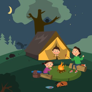 Aile yaz aylarında kamp