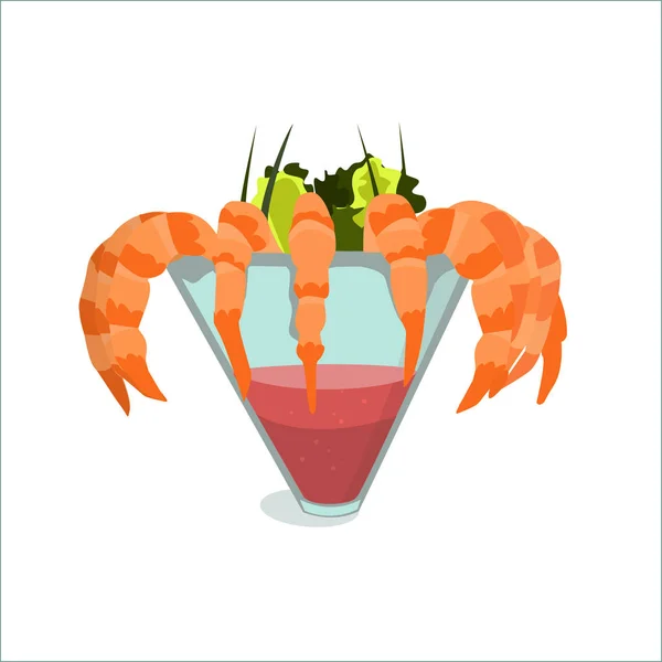 Delicioso Cóctel Mariscos Ilustración — Vector de stock