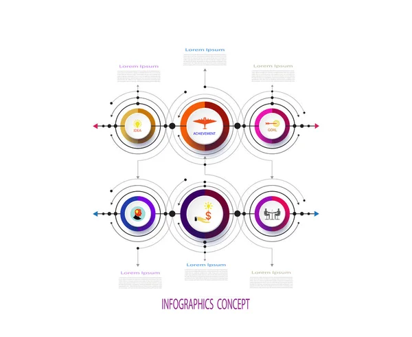 Šablona Návrhu Obchodní Vektorový Infographic Integrovaný Kruhy Obchodní Koncept Možnostmi — Stockový vektor