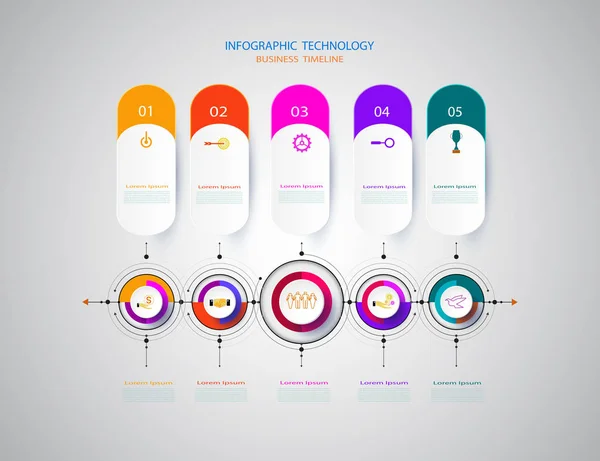 Infografik Design Vorlage Timeline Mit Papier Und Technologie Engineering Kann — Stockfoto