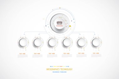 Vektör Infographic iş zaman çizelgesi teknoloji kalıp, entegre daireler. İş kavramı ile seçme hakkı. İçerik, diyagram, akış şeması, adımları, parçalar, zaman çizelgesi, iş akışı düzen, grafik, illüstrasyon için