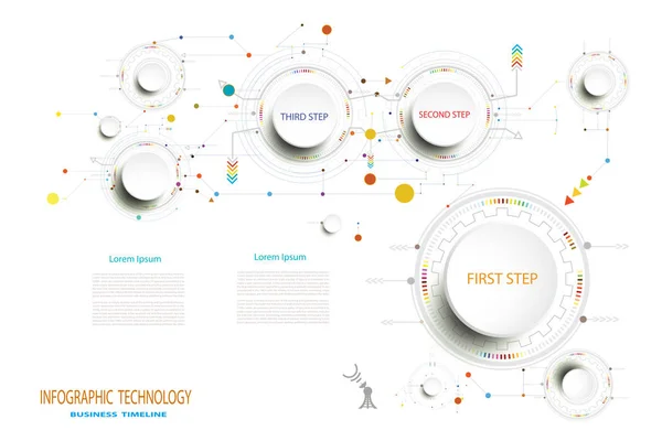 Infographic技术模板时间表高科技数字和工程电信可用于您的业务 书籍封面 Infographic演示 — 图库照片