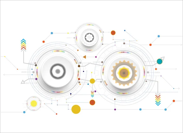 Vektorové Ilustrace Barevné Ozubené Kolo Desce Tech Digitální Technologie Strojírenství — Stock fotografie