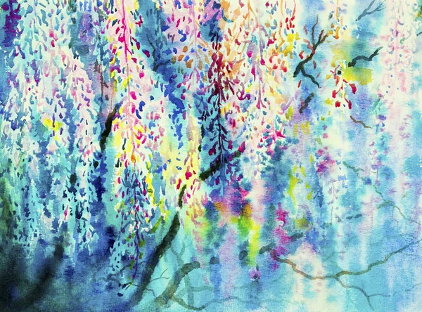 Abstrakcja Akwarela Wisteria Fioletowy Kwiat Goździk Jasnym Piękna Wiosna Japonii — Zdjęcie stockowe