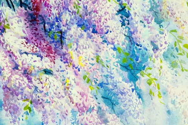 Flor Abstracta Glicina Acuarela Rosa Púrpura Wiht Brillante Primavera Belleza — Foto de Stock