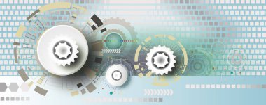 Teknoloji dişli çark mühendislik kare arka planda, vektör çizim teknoloji dijital yenilik tasarım devre ve dijital teknoloji iletişim Telekom kavramı üzerinde renkli soyut. 