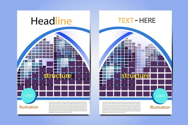 现代杂志布局模板 宣传册业务插图结构几何 传单封面矢量设计 宣传单张广告抽象背景 年度报告为表示图形在 — 图库照片