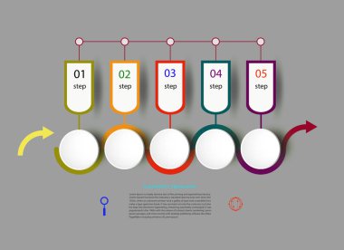 İş kavramı ve simgeler için Infographics zaman çizelgesi şablonu. İş akışı düzeni, diyagram, numarası seçenekleri için kullanılabilir, seçenekleri, web tasarım, sunumlar kadar seçenekleri ile 5 adım adım.