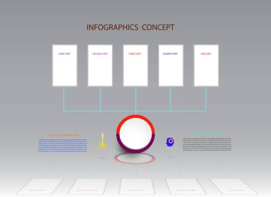 İş kavramı ve simgeler için Infographics zaman çizelgesi şablonu. Seçenekler, web tasarım, sunumlar kadar seçenekleri ile 5 adım adım, iş akışı düzeni, diyagram, numarası seçenekleri için kullanılabilir. Vektör çizim.