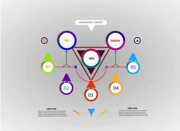 Vector Infographics Timeline Design Template Paper Label Icons Integrated Circles — Stockfoto