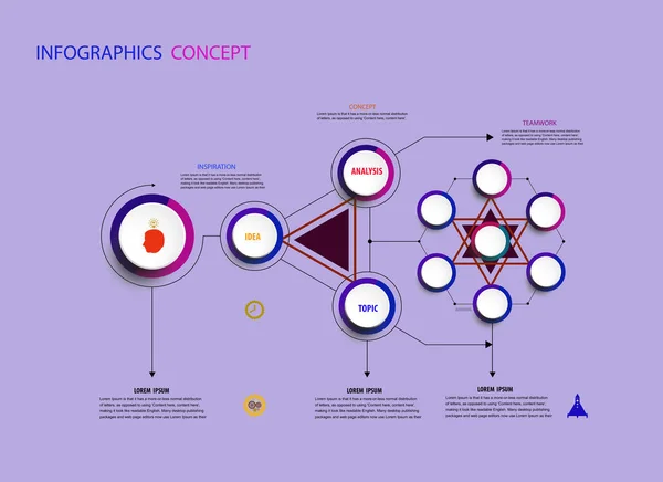 Vector Infographics Timeline Design Template Paper Label Icons Integrated Circles — Zdjęcie stockowe