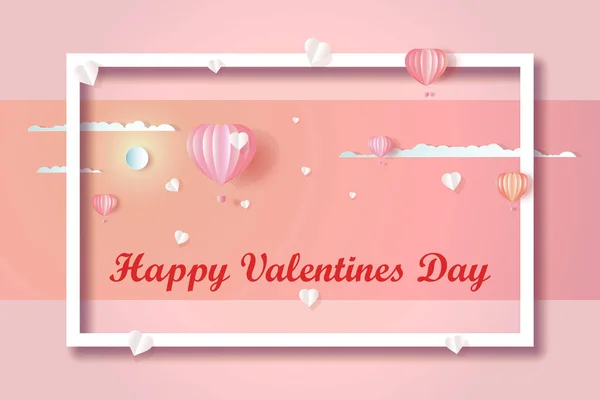 Valentine day happy love background with Heart and Balloons Shaped, Vector illustration for Wallpaper, flyers, invitation, card, posters, brochure, banner. paper cut, origami style for business print.