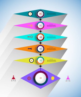 İş konsepti ve simgeler için bilgi grafikleri zaman çizelgesi tasarımı şablonu. İş akışı düzeni, diyagram, sayı seçenekleri, adım seçenekleri, web tasarımı, iş konsepti, 6 adımlı sunumlar için kullanılabilir.