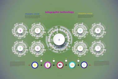 Infographics Yüksek teknolojili dijital ve mühendislik telekomünikasyon teknolojisi Infographic için bir iş planı konsepti, diyagram, akış şeması, adımlar, parçalar, zaman çizelgesi, iş akışı düzeni ve içerik şeması.