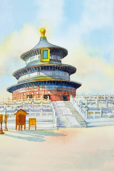 Paintings temple of heaven Beijing city in China.