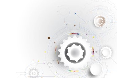  İllüstrasyon Hi-tech dijital teknoloji tasarım dişli renkli