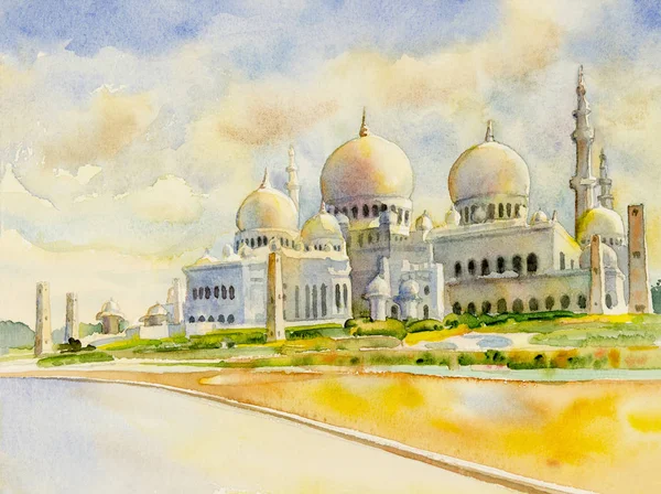 Pintura Mezquita Sheikh Zayed en Abu Dhabi . — Foto de Stock