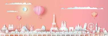 Tren ve Ballon ile dünyanın seyahat Avrupa simgeli.