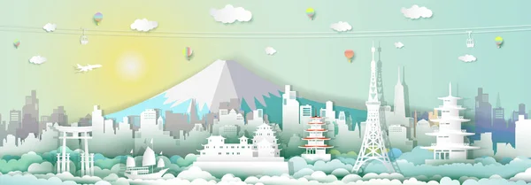 Traveling japan with cable car, balloon and airplane. — Stock Photo, Image