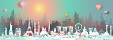 Manzara şehir ile seyahat cazibe simgesel dünya.